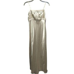 Oscar de la Renta Neiman Marcus Luxury Cream Satin Maxi Nightgown Sz S Retro